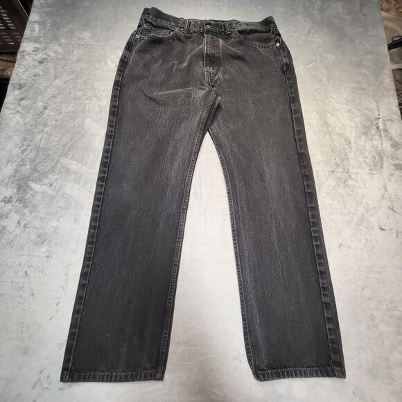 Levis 505 Jeans Mens 35x30 Black Straight Leg Denim Classic Fit Five Pocket - Picture 1 of 10